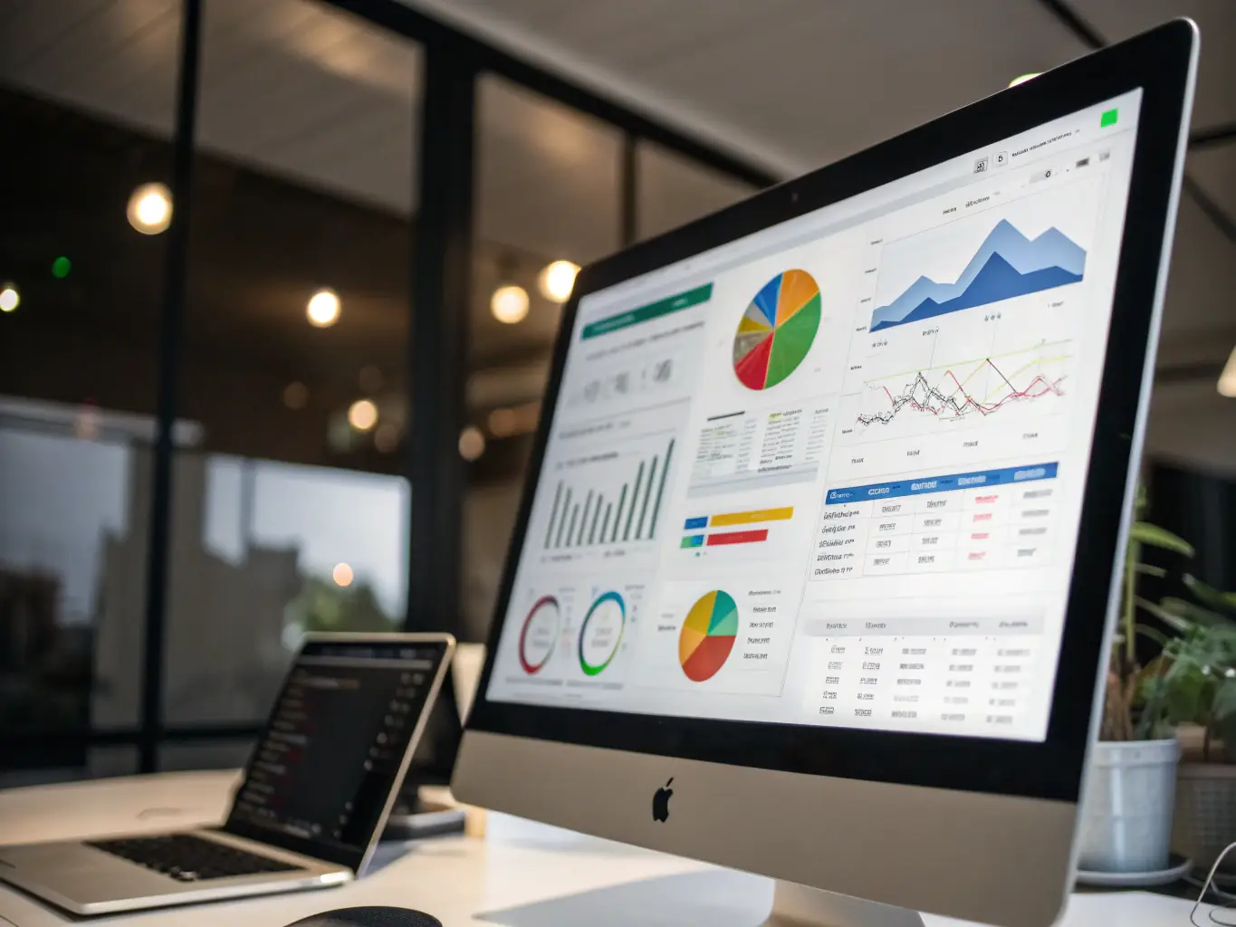 A dashboard displaying salon performance metrics and analytics on a computer screen, highlighting key performance indicators.